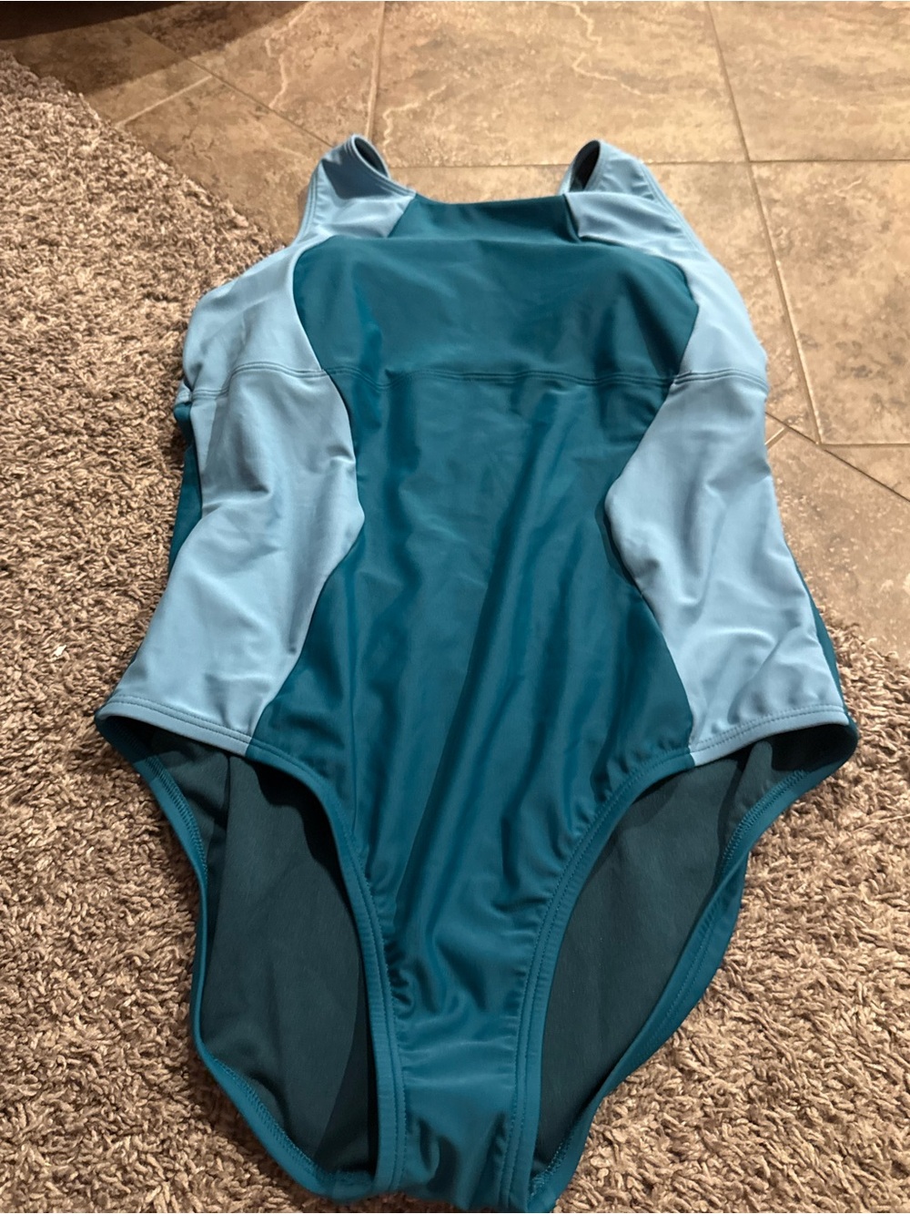 🥥Teal and Light Blue One-Piece Speedo Swimsuit